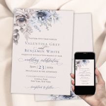Dusty blue beige blommigt elegant