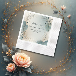 Dusty Blue Beige Boho Chic foliage wreath Wedding Pappersservett