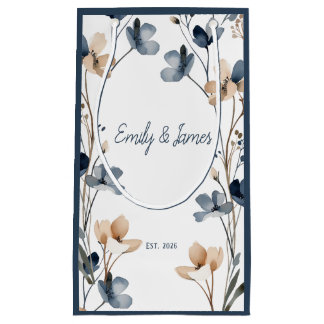 Dusty Blue Beige Botanical Modern Elegant Wedding
