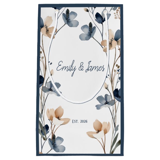 Dusty Blue Beige Botanical Modern Elegant Wedding (Framsidan)