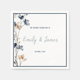 Dusty Blue Beige Botanical Modern Elegant Wedding Pappersservett