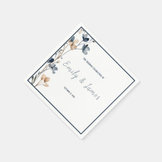 Dusty Blue Beige Botanical Modern Elegant Wedding Pappersservett