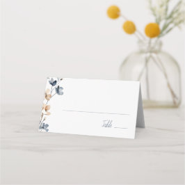 Dusty Blue Beige Botanical Modern Elegant Wedding Placeringskort