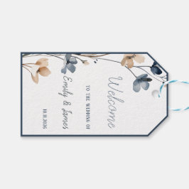 Dusty Blue Beige Botanical Modern Elegant Wedding Presentetikett