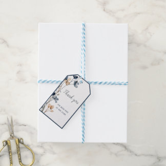 Dusty Blue Beige Botanical Modern Elegant Wedding Presentetikett