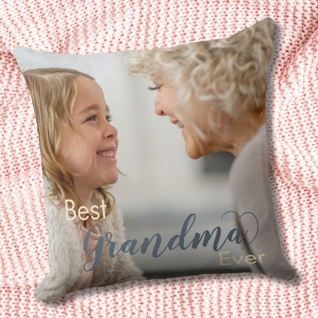 Dusty Blue Best Grandma Aldrig Heart Dekorativ kud Kudde (Skapare uppladdad)