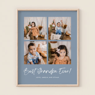 Dusty Blue Best Grandpa, fyra foto Poster