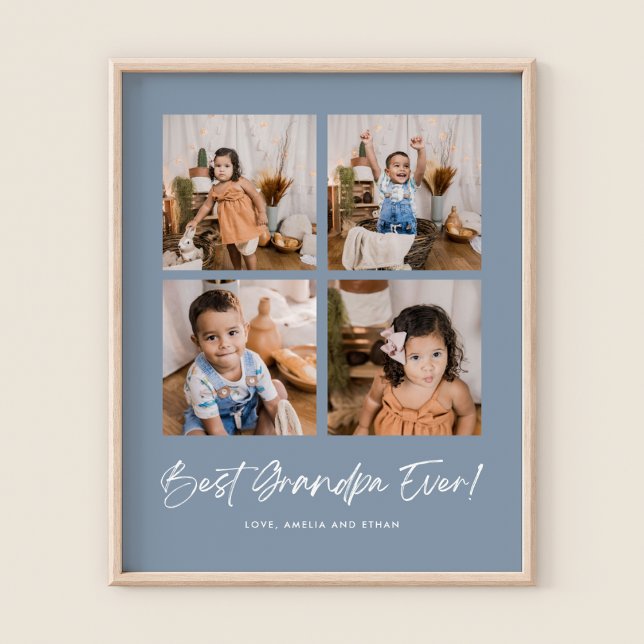 Dusty Blue Best Grandpa, fyra foto Poster (Skapare uppladdad)