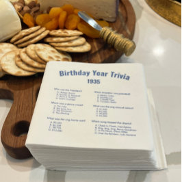 Dusty Blue Birthday Year Trivia Game Party Napkins Pappersservett