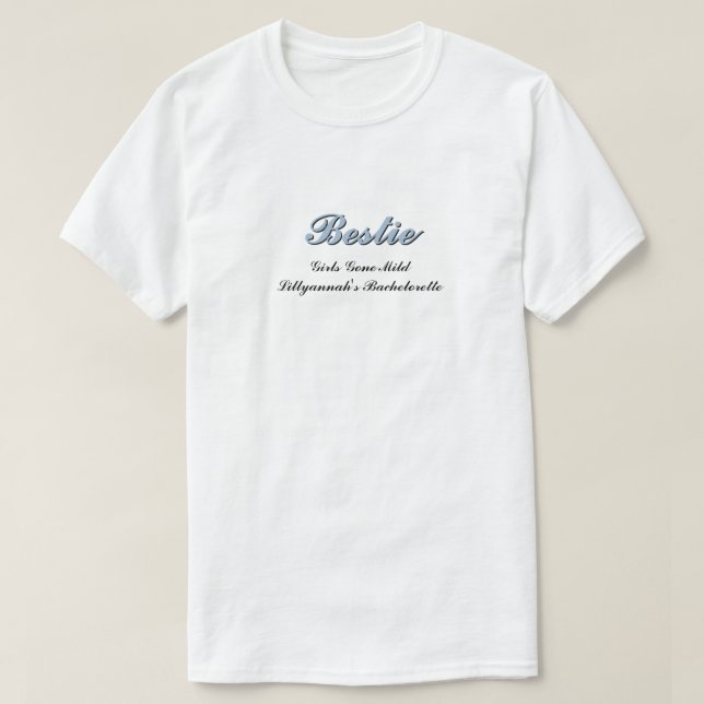 Dusty Blue + Black Shadow Script Bröllop T Shirt (Design framsida)