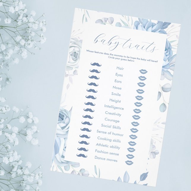 Dusty Blue Blommig Baby Egenskaper Spel Flyer (Skapare uppladdad)