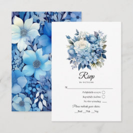 Dusty Blue Blommig Bröllop OSA Kort