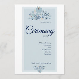 Dusty Blue Blommig Bröllop  Program
