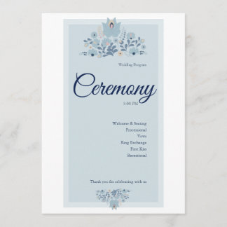 Dusty Blue Blommig Bröllop  Program