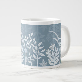 Dusty Blue Blommig Folklig Botanisk Trädgård Jumbo Mugg