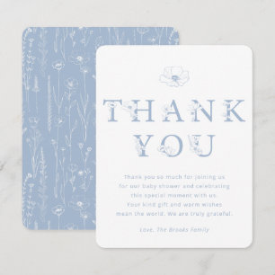 Dusty Blue Blommig Tacksamhetskort Baby Shower Tack Kort