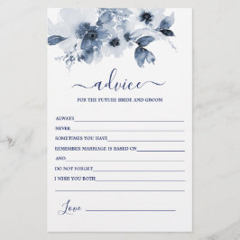 Dusty Blue Blommigt Advice for Bride Card