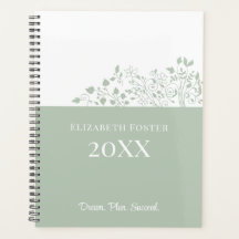 Dusty Blue Blommigt Anpassade Planner
