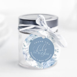 Dusty Blue Blommigt Baby i Bloom Baby Shower Gåvor Etiketter