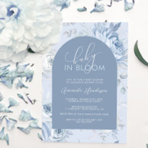 Dusty Blue Blommigt Baby i Bloom Baby Shower