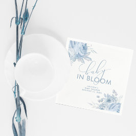 Dusty Blue Blommigt Baby i Bloom Baby Shower Pappersservett