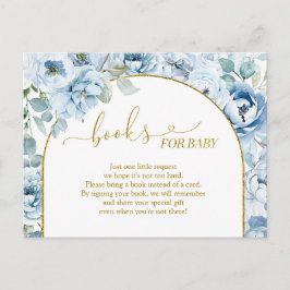 Dusty Blue Blommigt Baby Shower Bokar för Baby Inbjudan Vykort