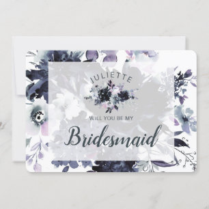 Dusty Blue Blommigt be My Bridesmaid Frieri Card