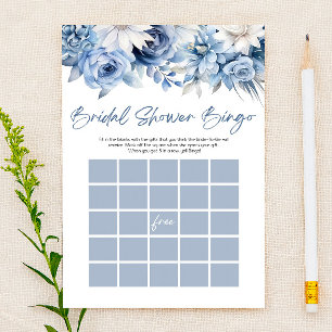 Dusty Blue Blommigt Bingo Möhippa Game Brevpapper