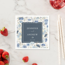 Dusty Blue-Blommigt | Blommor Bröllop Pappersservett