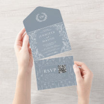 Dusty blue blommigt bohemian Classic bröllop
