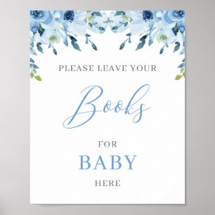 Dusty Blue Blommigt Boho bokar för baby-tecken Poster