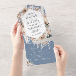 Dusty Blue Blommigt Boho Bröllop med OSA