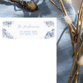 Dusty Blue Blommigt Bow Baby Shower-Returadress Returadress Etikett