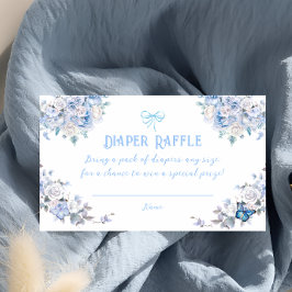 Dusty Blue Blommigt Boy Shower Raffle Tilläggskort