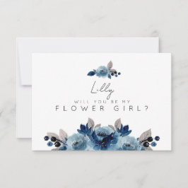 Dusty Blue Blommigt Bridesmaid Card Inbjudningar