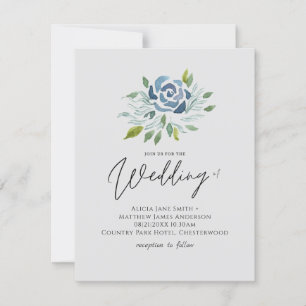 Dusty Blue Blommigt Bröllop Elegant Modern budget
