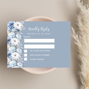 Dusty Blue blommigt bröllop OSA Anteckningskort