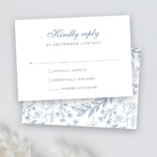 Dusty Blue Blommigt Bröllop OSA Card Kort