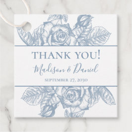 Dusty Blue Blommigt Bröllop Tack Gåvor Etiketter