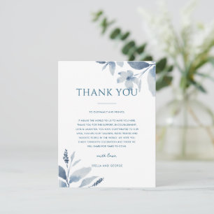 Dusty Blue Blommigt Bröllop Tack Place Card Kort