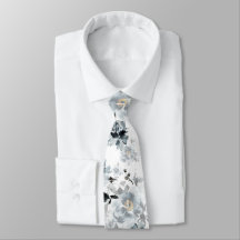 Dusty Blue Blommigt Bröllop Tie