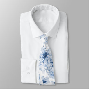 Dusty Blue Blommigt Bröllop Tie Slips