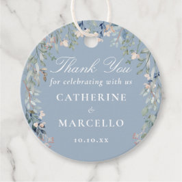 Dusty Blue Blommigt Bröllopsförmånlig Tack Gåvor Etiketter