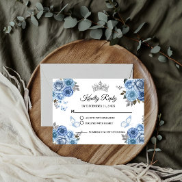 Dusty Blue Blommigt Butterfly Quinceanera OSA Tilläggskort