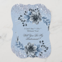 Dusty Blue Blommigt du är min bridesmaid Inbjudningar