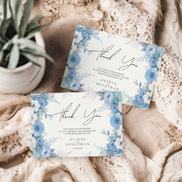 Dusty Blue Blommigt Elegant bröllop Tack Kort