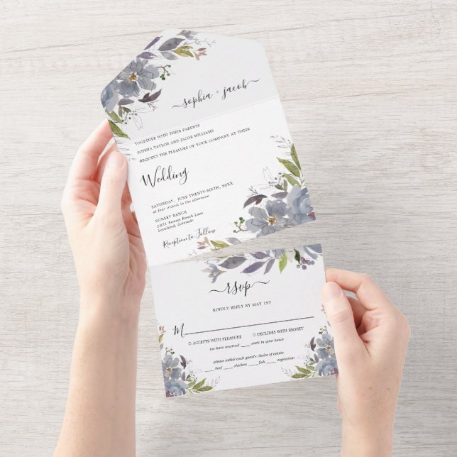 Dusty Blue Blommigt Elegant Garden Wedding Wedding (Avrivbar del)