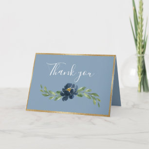 Dusty Blue Blommigt Elegant Romantic Greenery Tack Kort