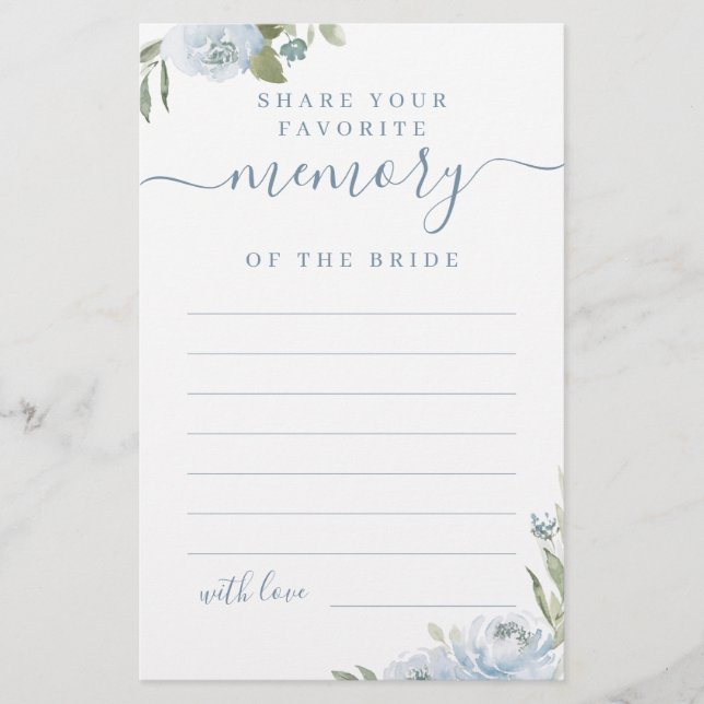 Dusty blue blommigt  en minnesmöhippa (Framsida)