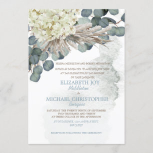 Dusty Blue Blommigt Eucalyptus Lämna Elegant bröll Inbjudningar